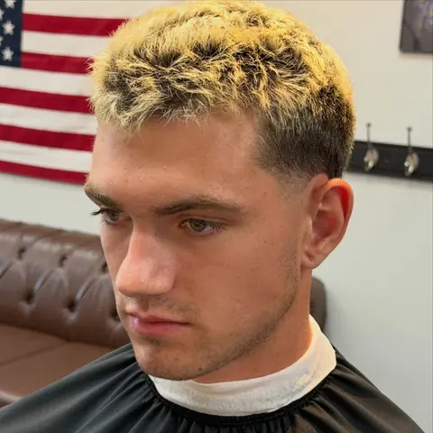 Bleached blond textured crop with a clean finish