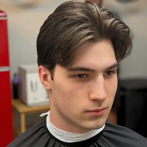 Middle part with natural flow, scissor cut